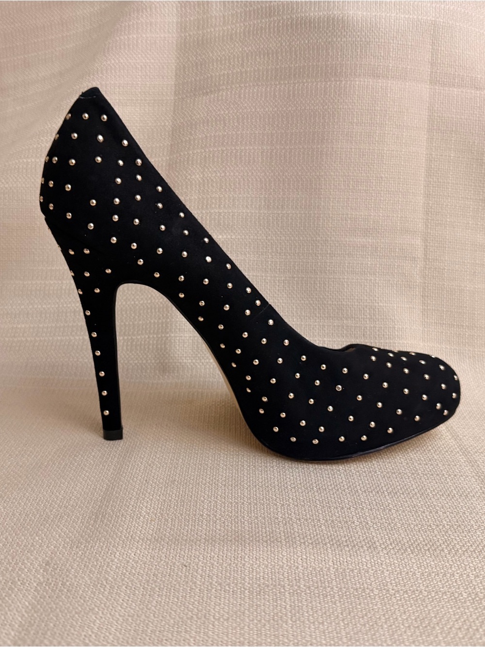 INC International Concepts Black Studded Suede High Heel Pump